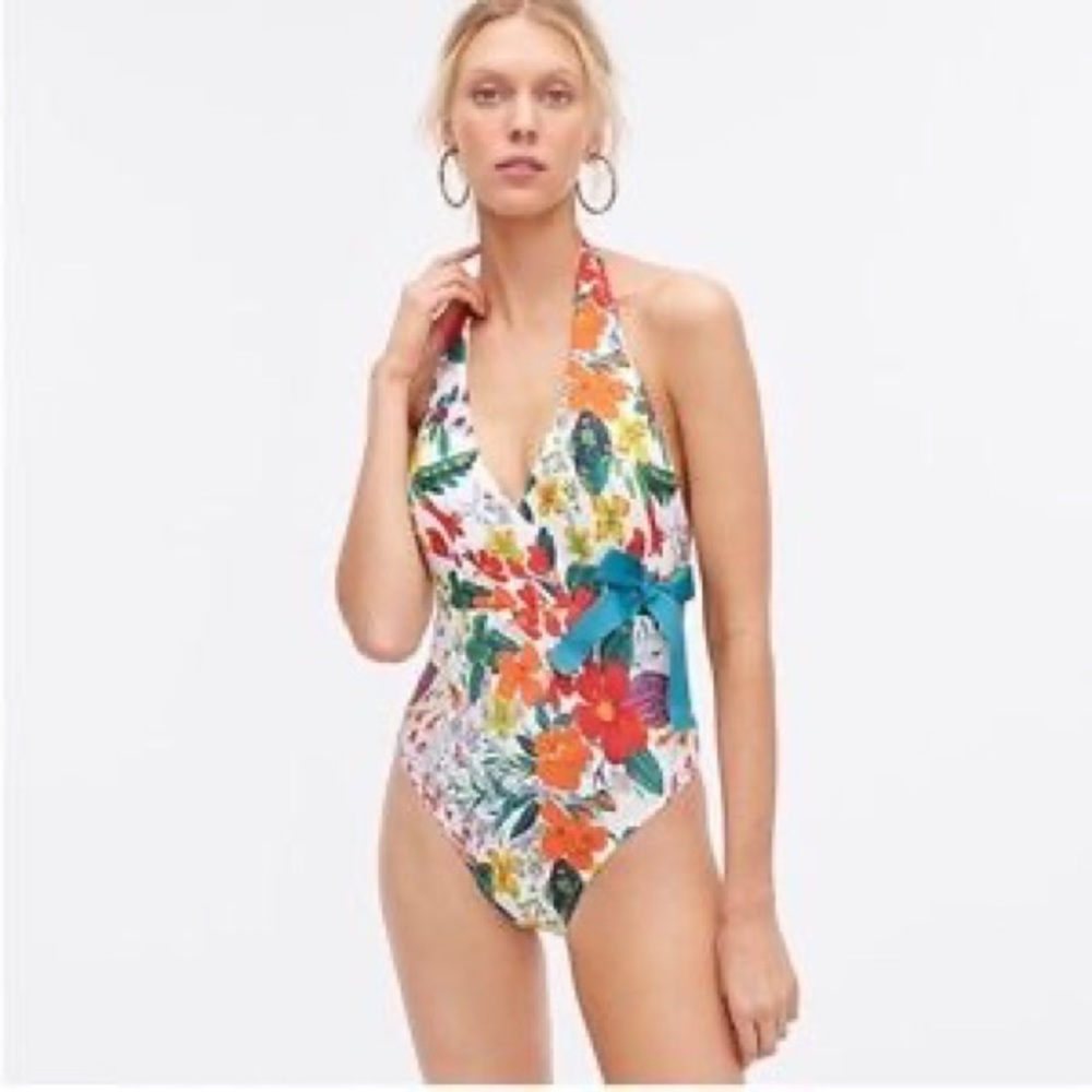 J.Crew halter one piece swimsuit Ratti floral, size 8, new